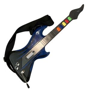 REACT Rocker Wireless Guitar Hero PS2 Controller Blue Black #RTPS241 - NO DONGLE